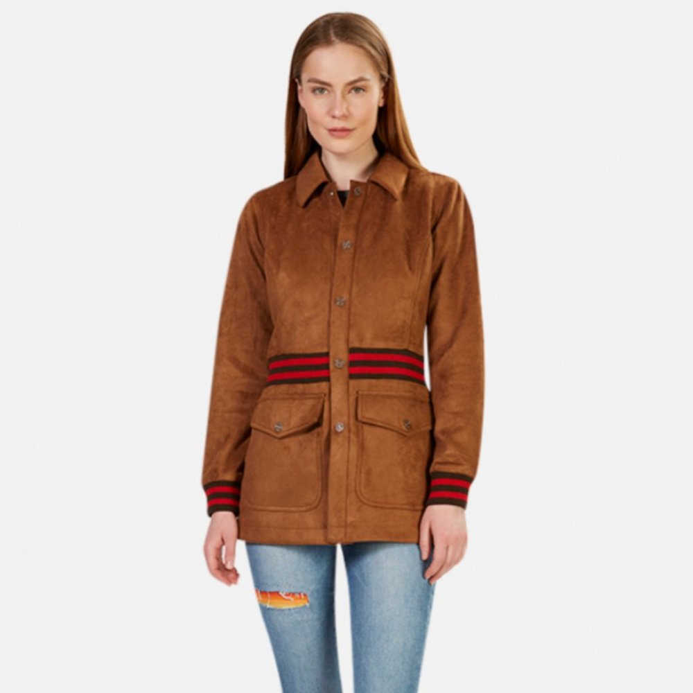 MOTHER Brown Jacket with Red and Black Accents